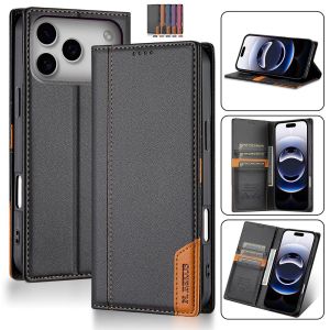 Phone Case For iPhone 18 Pro Max 17 Air 16E 15 Plus 14 Wallet Cover with Credit Card Holder Slot Stand RFID Blocking Slim Rugged Phone Case Black Men Women Mobile Accessories