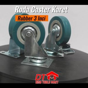 Roda Caster Karet Rubber Hidup Non Rem 3 Inci