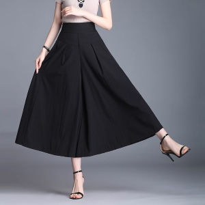 Váy Dài Cạp Cao Mùa Hè Cho Nữ Cỡ Lớn Váy Chiffon Xếp Ly Rộng Rãi Quần Legging Mỏng Thoải Mái Phong Cách Công Sở Dáng Chữ a