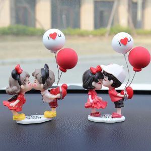 Car Ornament Model Anime Couples Auto Interior Decoration Cute Kiss Balloon Figure Cartoon Car Dashboard Decorations Gift