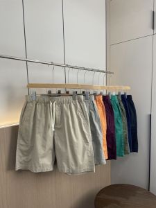 Designer Model! Plaid Cotton! Export Mens Summer Pure Color All-Matching Breathable Straight Half Length Casual Shorts
