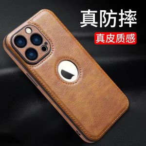 New Leather Phone Case for 16 14ProMax 15pro Full Cover Lens 14plus Business 13promax Anti-fall 12 Premium Feel PM Male Soft Shell 16e