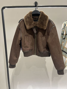 Double-Sided Motorcycle Style Leather And Fur Jacket Short Outerwear Womens Autumn Winter New Arrival ZA 6318239 700