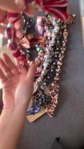 Beaded Mobile Phone Wrist Chain Lanyard Short Section Style Hundred With Silk Scarf Phone Anti-loss Chain Handheld Pendant