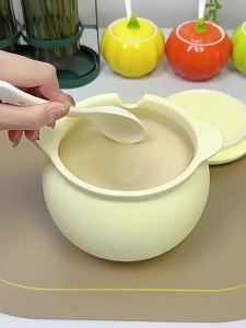 Lard Jar Household High Temperature Resistant Ceramic Pot Large Capacity Kitchen Salt Shaker Seasoning Pepper Oil Double Ears with Lid Storage Tank