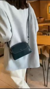 2024 Genuine Leather Material Trendy Japanese Retro Versatile Small Round Bag High-end Single Shoulder Crossbody Bag
