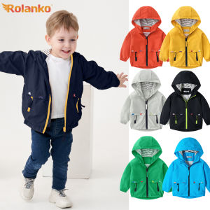 Rolanko Toddler Boys Windbreaker Casual Outerwear Kids Lightweight Zip Hooded Jacket Baby Cute Dust Coat 2-7Year