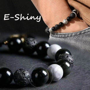 1pcs Volcanic Stone Bracelet for Men Obsidian Beads Bracelet Tibetan Buddha Wrist Chain Gift
