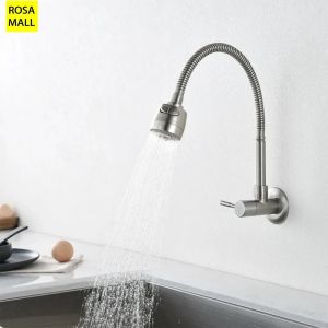 304 Stainless Steel Swivel Single Cold Water Kitchen Bathroom Balcony Vegetable Basin Faucet Bathroom Accessories