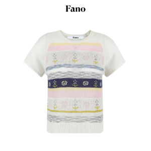 Fano | Áo Sweater Họa Tiết Hoa Đa Màu Jacquard Đơn Giản