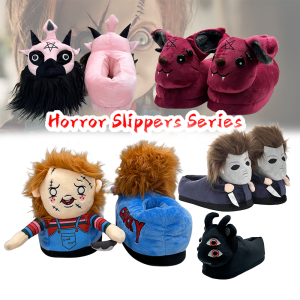 Fashion Halloween Diablo Series Plush Slippers Horror Fluffy House Shoes Horrific Dark Lord King Slippers Birthday Gifts