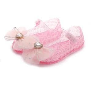 Princess Style Girls Sandals Summer Soft Bottom Covered Toe Crystal Shoes Home Comfortable Breathable Faux Leather Sandals