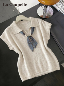 La Chapelle | Money Style V-neck Slim Short Sleeve T-shirt
