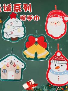 Khăn Lau Tay Bằng Vải Nhung San Hô Treo Hình Hoạt Hình Cho Trẻ Em Quà Tặng Giáng Sinh Khăn Lau Nhà Bếp Chất Liệu Cotton