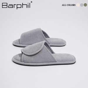Barphil Mens Slippers 2024 New Anti-slip Silent Indoor Home Magic Tape Open Mouth Couples Slippers Comfortable Cotton Sandals