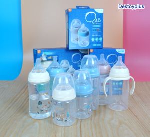 Natur infinit one size ขวดนมเนเจอร์อินฟินิท คอกว้าง PES สีชา และ PP 5 และ 9 ออนซ์ จุกนมไม่ดูดไม่ไหล 0-18 เดือน