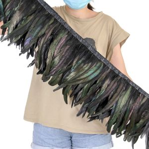 Wholesale 10M 25‑30cm Rooster Tail Feathers Trims Cock Plume Ribbon Fringe Carnival Party Stage Costume Dress DIY Crafts Decor