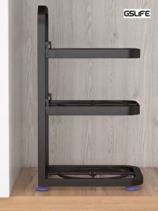 Pots and Pans Organizer for Cabinet 4 Tiers Kitchen Cabinet Pots and Pans Organizer Standing Adjustable Cookware Holder Pots Pans Storage