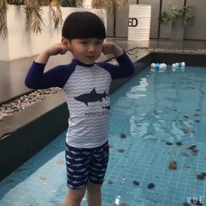 Đồ Bơi Bé Trai Dài Tay Habi Fashion HB2304 Họa Tiết Cá Mập Dễ Thương Bộ Bơi Bé Trai Chất Liệu Co Giãn Cho Bé Từ 9-30kg