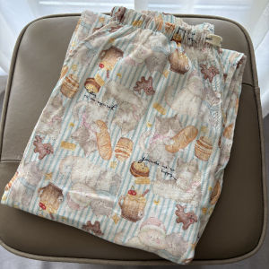 Pure Cotton Cartoon Sleepwear Womens Long Pants Home Leisure Fashion Print Thin Fabric Breathable Comfortable Spring Autumn Summer