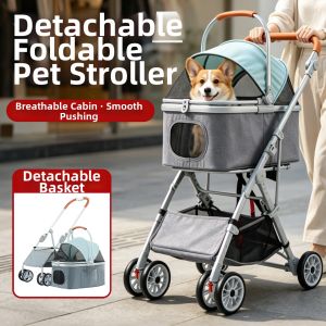 QIANCHONGSHIJIA | Pet Carrier Cart Lightweight Foldable Detachable Shock Absorbing