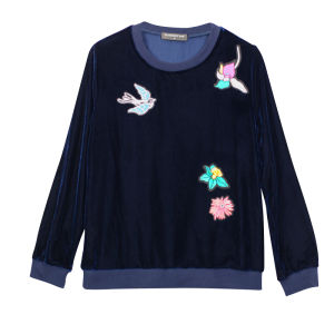 GOSSIP.D | Womens Gold Velvet Long Sleeve Round Neck Embroidered Base Shirt Fashionable Warm Autumn Winter New Style Top Quality Polyester