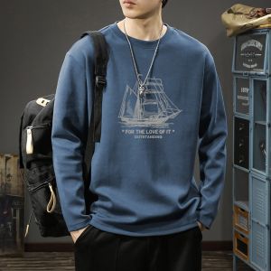 JIANMUJI | Cotton Loose Mens Long Sleeve T-Shirt