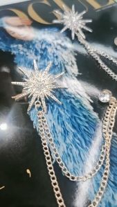 Bros Pin Rantai Rumbai Desain Bintang Snowflake Pin Chain Untuk Pria Aksesoris Jas Blazer