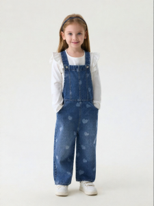 Marc&Janie | Heart Design Girls Cotton Denim Dungarees