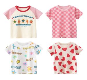 Kids High Quality Cotton Tshirt Cute Tops Design Breathable T-Shirt for Boys and Girls 2-8 Years Old