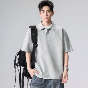 Wood soon | Fashionable Retro Polo Shirt Men Loose Fit Single Color