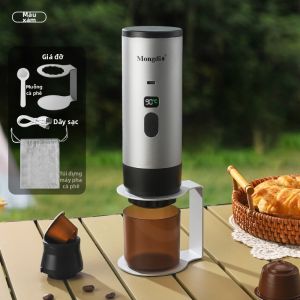 MONGDIO | Máy Pha Cà Phê Viên Nén Pha Espresso Di Động Điện Tử 