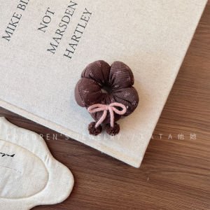 Sweet Floral Hair Ties for Babies in Coffee Color Autumn Winter Childrens Hair Accessories Ponytail Elastic Band Hair Bands