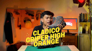 Cladico Griper High - Sepatu Hiking Gunung Kulit Sintetis Warna Arang/Biru Tua/Orange