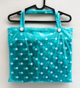 jas hujan wanita dewasa motif polkadot model rok