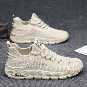 Mens Summer Breathable Mesh Thin Fly Knit Sports Casual Work Shoes Anti-Slip Fashionable Low Top Glue Adhesive Rubber Sole