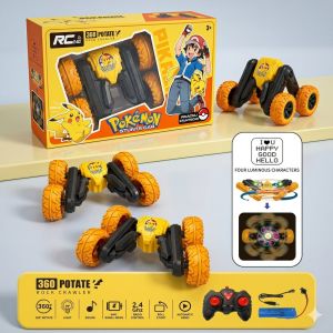 RC Stunt Car Toy 360 degree Flips Double Sided Rotating Vehicles 4WD 2.4GHZ Electric Race dengan Roda Karet Berkualitas Tinggi dan Kontrol Jarak Jauh - Control Plastic Remote Battery Charging Light Playing Remote Control