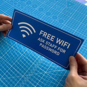 Free WIFI Ask Staff For Password. Premium Sticker Sign Notice Signage. Internet Access Broadband.