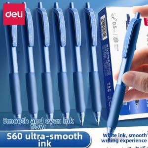 deli | Push-type Primary Student Writing Pen Blue Quick-dry Marker