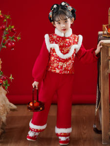 Girls Hanfu Winter Clothes New Year Outfit Childrens Traditional Chinese Costume Baby Girl Festive Ensemble