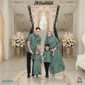 Baju Koko Anak Lengan Pendek Arra Ar Rahmah Baju Koko Muslim Size XS S M L XL XXL  Warna Forest Green Milo Snow White