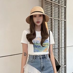 LIANGYILAILIN | Chic Elegance Printed T-Shirt Slim Fit Irregular Skirt Set
