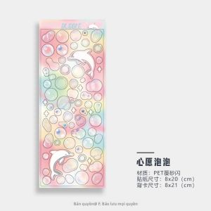 Tem Nhãn Dán Trong Suốt Mờ Kiểu Hàn Quốc Guka Hình Sao Hoạt Hình Chất Liệu PET Kiểu Laser Dùng Trang Trí Sổ Tay Nhật Ký Tự Làm Độc Đáo