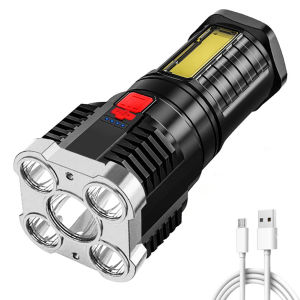 Compact COB LED Work Light 500LM Portable USB Rechargeable Torch with Power Indicator for Camping and Night Repairs