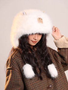 Capabala Cute Stuffed Earflaps Lei Feng Hat Fall and Winter Big Head Circumference Cartoon Cold-Proof Heattech Hat Couple Gifting