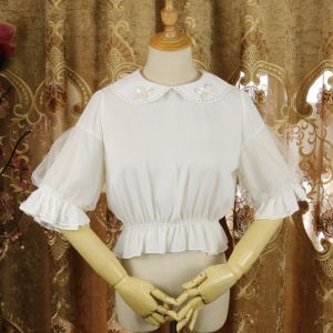 Original Lolita Dress Chiffon Innerwear Doll Collar Short Shirt Easiest for Match JSK Bottoming Shirt