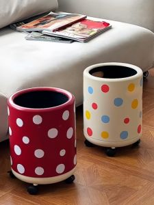 Cute Childrens Durable Trash Can with Casters for Bedroom And Living Room Cartoon Design High Aesthetic Value Home Furniture
