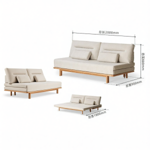 YUANSHI YUANSU | New Chinese Style Foldable Pull-Out Sofa Bed
