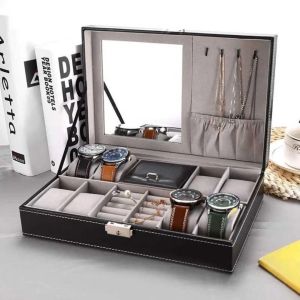 Craft Watch Box Tempat Jam Tangan Perhiasan 12 Slot 30x20x8cm
