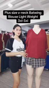 Plus Size V Neck Batwing Blouse Lightweight